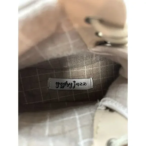 Gypsy Jazz Quack Duck Boots Womens 8 Cream Ankle Black Rubber Lace Up - Picture 14 of 14